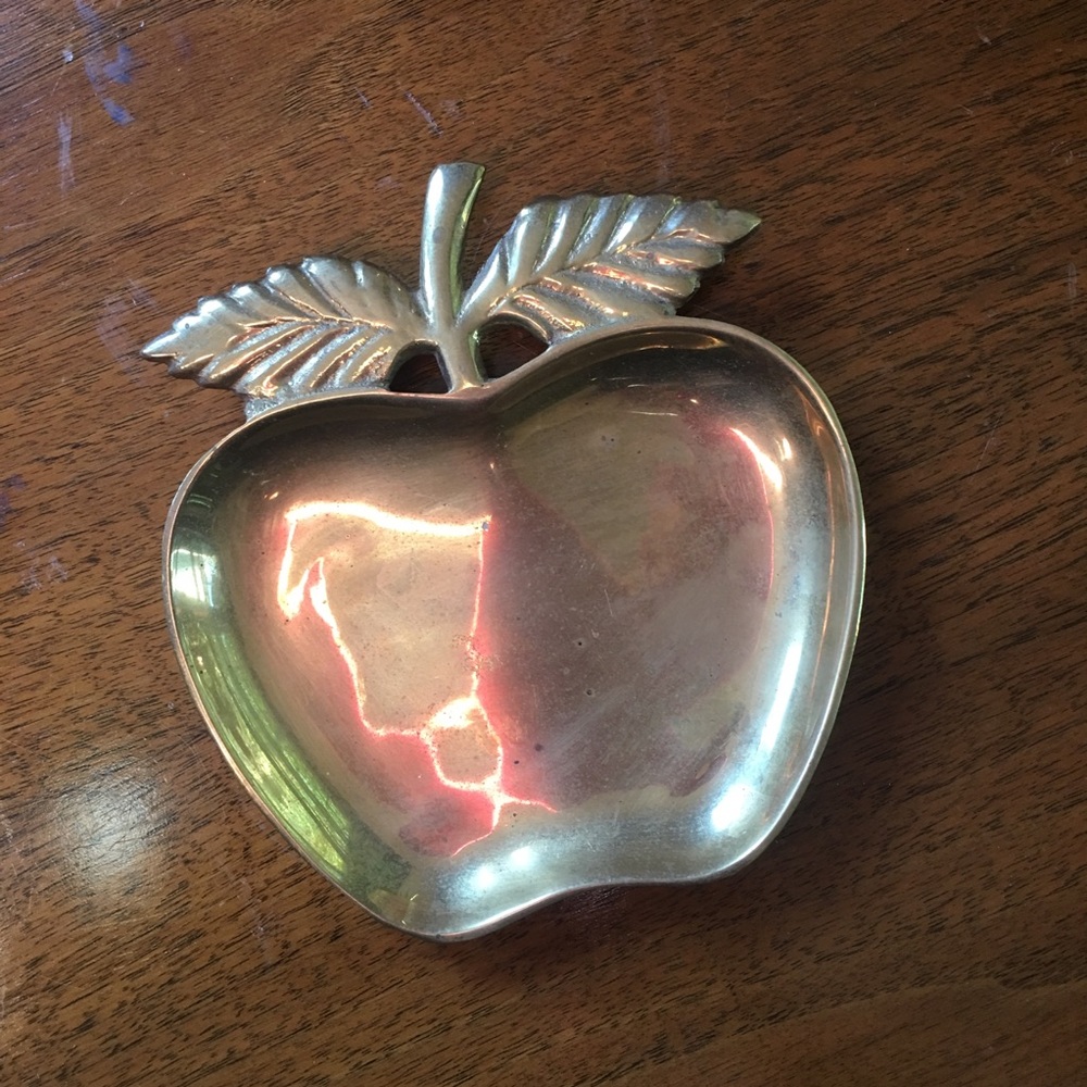Vintage brass Apple trinket dish